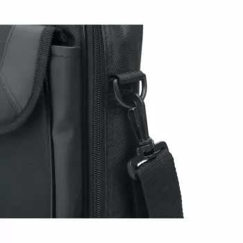 Manhattan Cambridge Mala para portátil 14,1 polegadas, design Clamshell, Preto, ECONÓMICA, compartimento para acessórios, compartimento para documentos na parte traseira, alça de ombro (amovível), equivalente a Targus CN313/CN414EU, mala para portátil, três anos de garantia