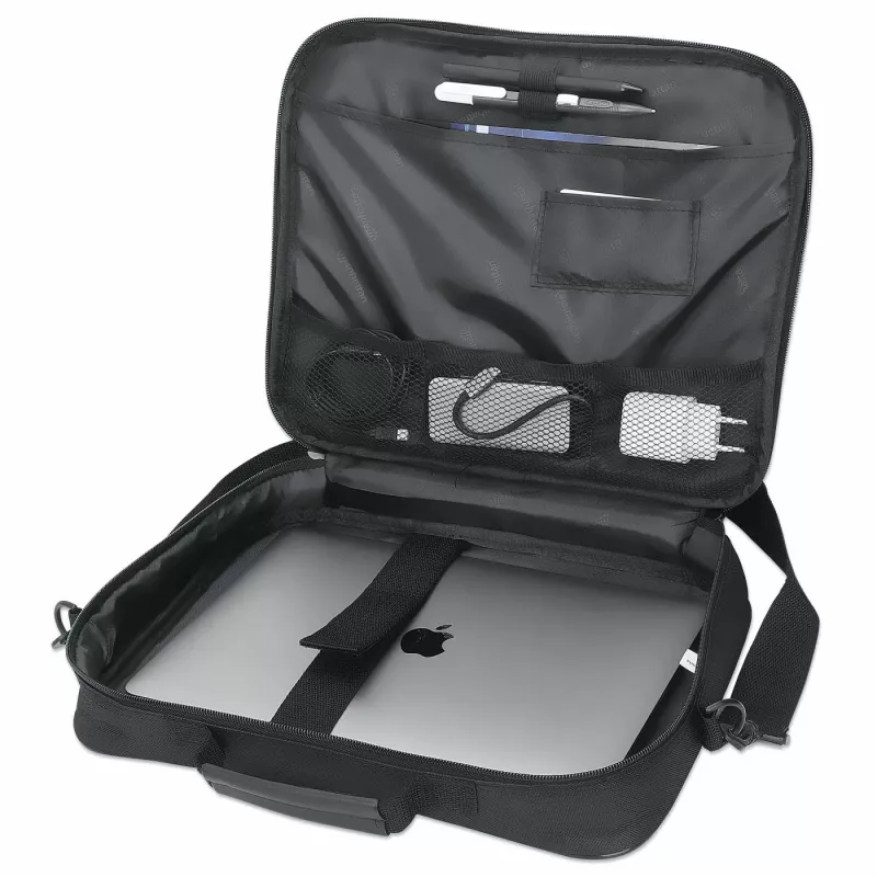 Manhattan Cambridge Mala para portátil 14,1 polegadas, design Clamshell, Preto, ECONÓMICA, compartimento para acessórios, compartimento para documentos na parte traseira, alça de ombro (amovível), equivalente a Targus CN313/CN414EU, mala para portátil, três anos de garantia