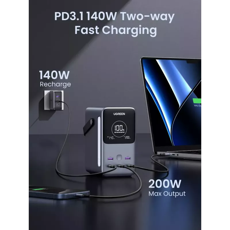 Ugreen Nexode Powerbank 48000 mAh Lítio Cinzento