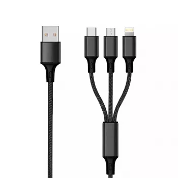 Cabo USB 2GO 797154 3m USB B USB C/Micro-USB B/Lightning Preto