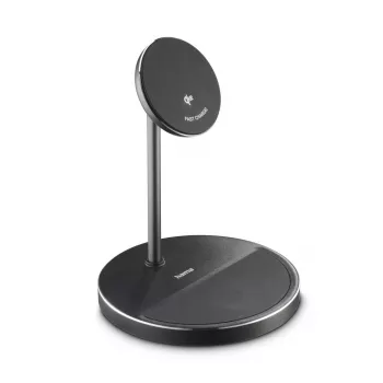 Carregador Hama 00201738 para dispositivos móveis auscultadores, smartphone preto USB carregamento sem fios função de carregamento rápido interior