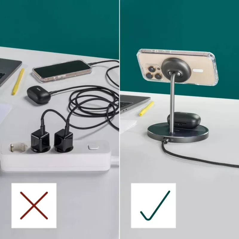 Carregador Hama 00201738 para dispositivos móveis auscultadores, smartphone preto USB carregamento sem fios função de carregamento rápido interior