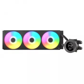 Refrigeração líquida all-in-one para CPU Cougar Poseidon Vistek 360, ARGB, ventoinhas de 120 mm, 700–2500 RPM, preto