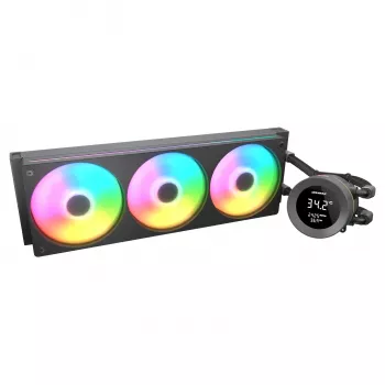 Refrigeração líquida all-in-one para CPU Cougar Poseidon Vistek 360, ARGB, ventoinhas de 120 mm, 700–2500 RPM, preto