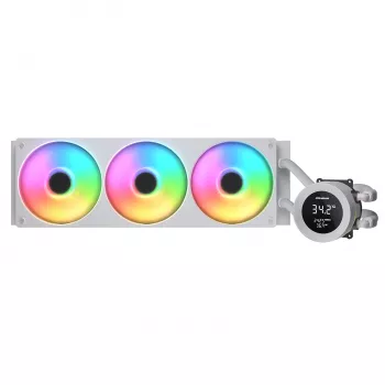 Refrigeração líquida all-in-one para CPU Cougar Poseidon Vistek 360, ARGB, ventoinhas de 120 mm, branco, compatível com LGA1700/AM5