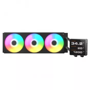 Refrigeração líquida all-in-one para CPU Cougar Poseidon Vistek Pro 360, ARGB, ventoinhas de 120 mm, preto, suporte multi-socket