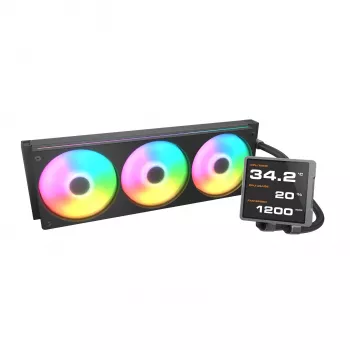 Refrigeração líquida all-in-one para CPU Cougar Poseidon Vistek Pro 360, ARGB, ventoinhas de 120 mm, preto, suporte multi-socket