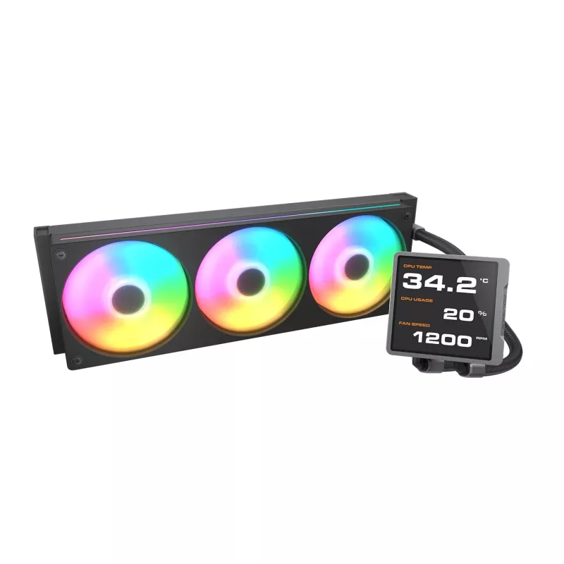 Refrigeração líquida all-in-one para CPU Cougar Poseidon Vistek Pro 360, ARGB, ventoinhas de 120 mm, preto, suporte multi-socket