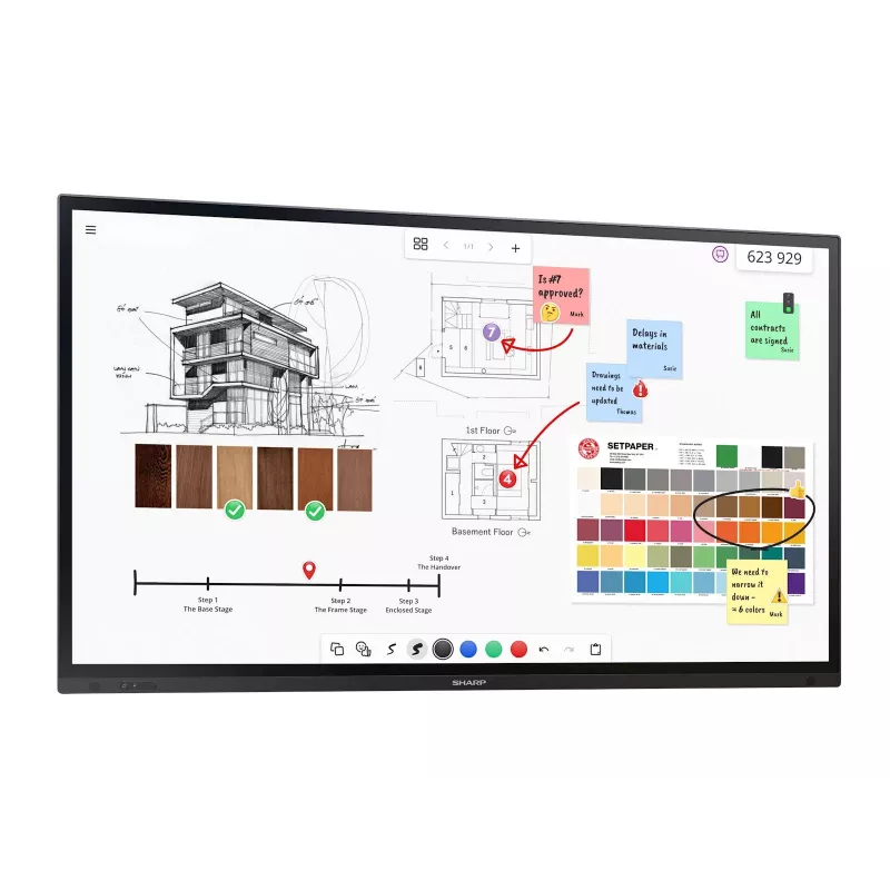 Ecrã plano de sinalização digital Sharp PN-LA752 190,5 cm (75 polegadas) LCD 500 cd/m² 4K Ultra HD preto ecrã tátil 24/7