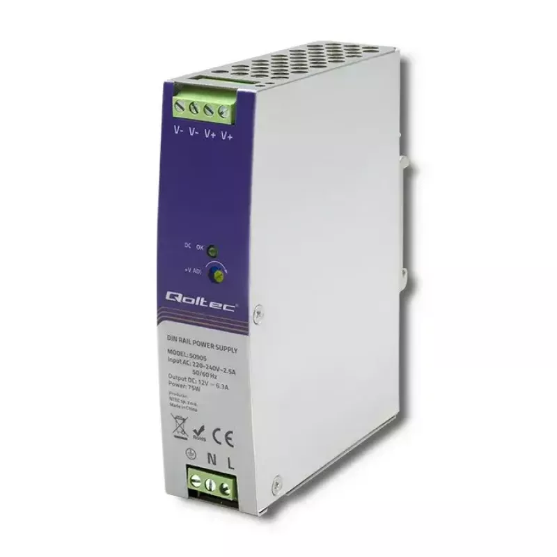 Fonte de alimentação industrial para calha DIN QOLTEC 50905