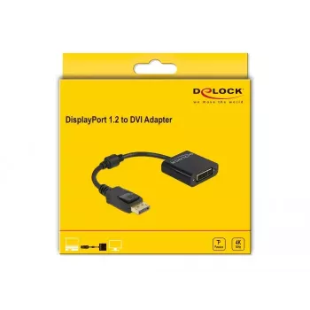Adaptador DeLOCK DisplayPort 1.2 macho para DVI fêmea 4K passivo preto
