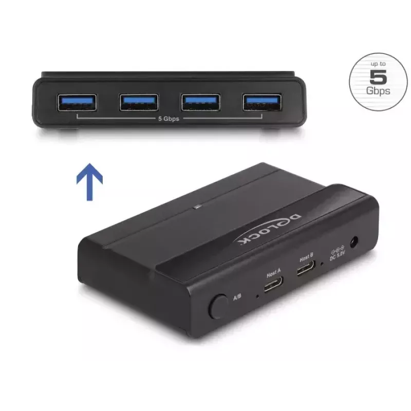 Comutador USB Delock 4 x dispositivo 2 x host 5 Gbit/s preto