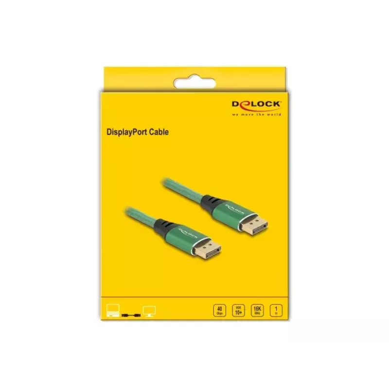 Cabo DisplayPort DeLOCK 16K 60 Hz 1 m verde metal