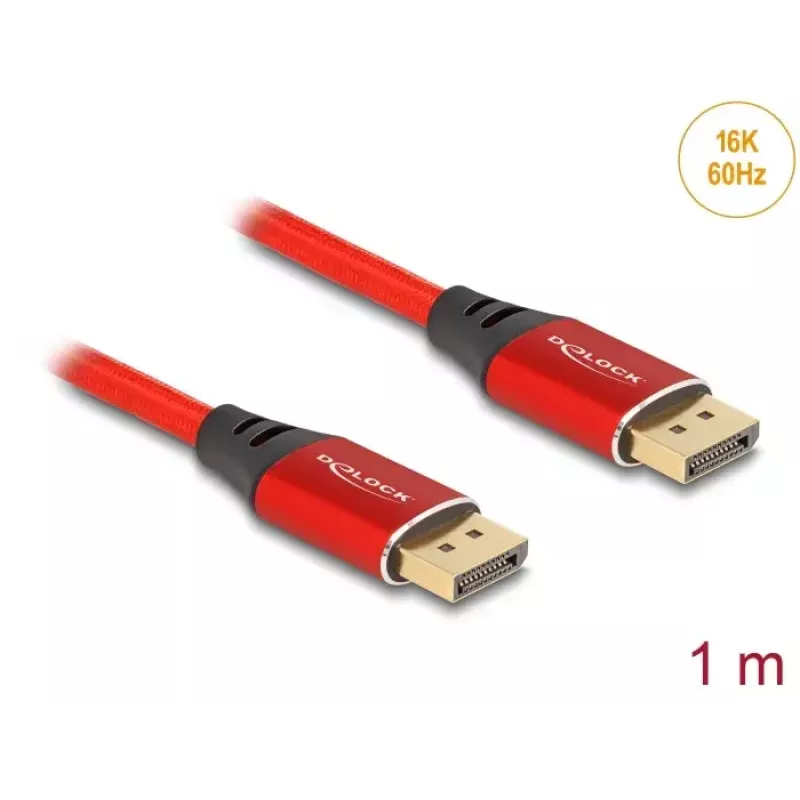 Cabo DisplayPort DeLOCK 16K 60 Hz 1 m vermelho metal