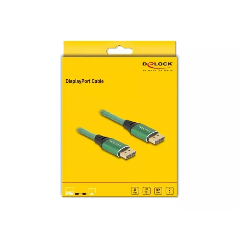 Cabo DisplayPort DeLOCK 16K 60 Hz 2 m verde metal