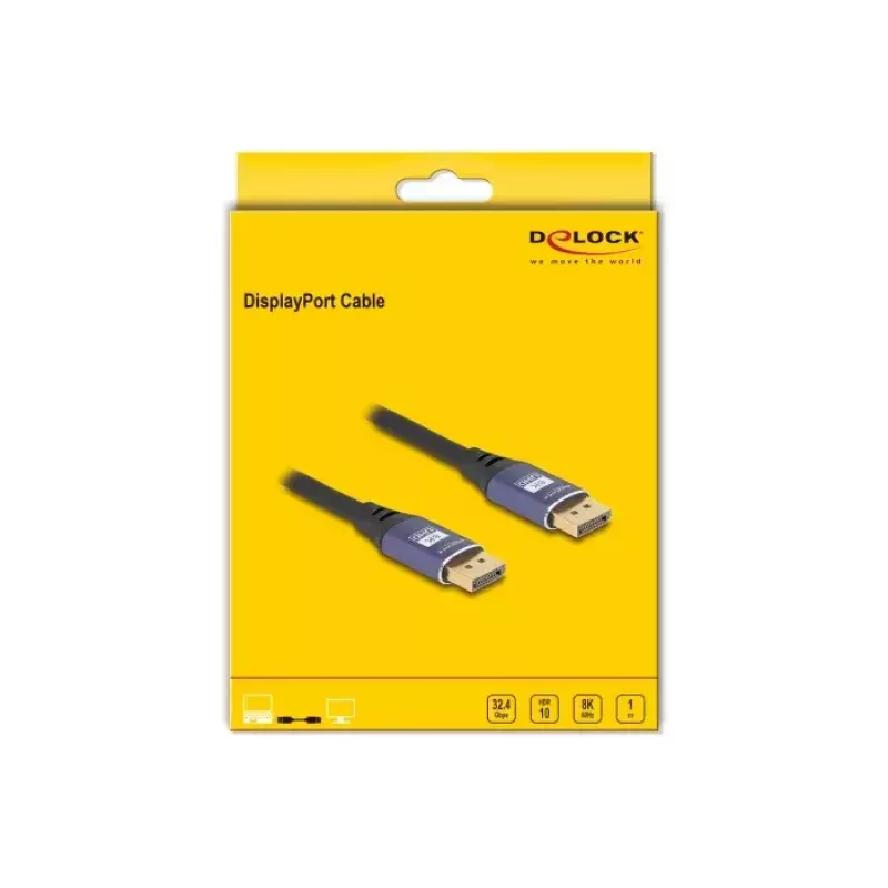Cabo DisplayPort DeLOCK 8K 60 Hz 1 m roxo metal