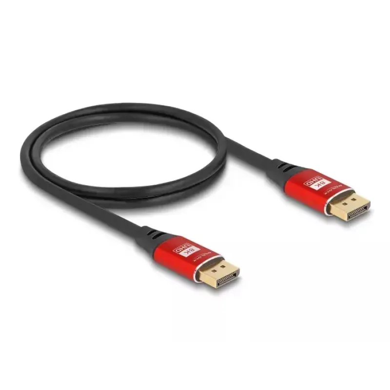 Cabo DisplayPort DeLOCK 8K 60 Hz 1 m vermelho metal