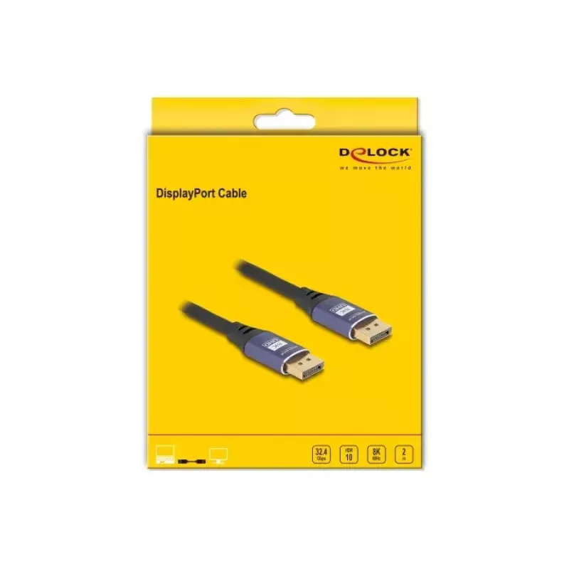 Cabo DisplayPort DeLOCK 8K 60 Hz 2 m roxo metal
