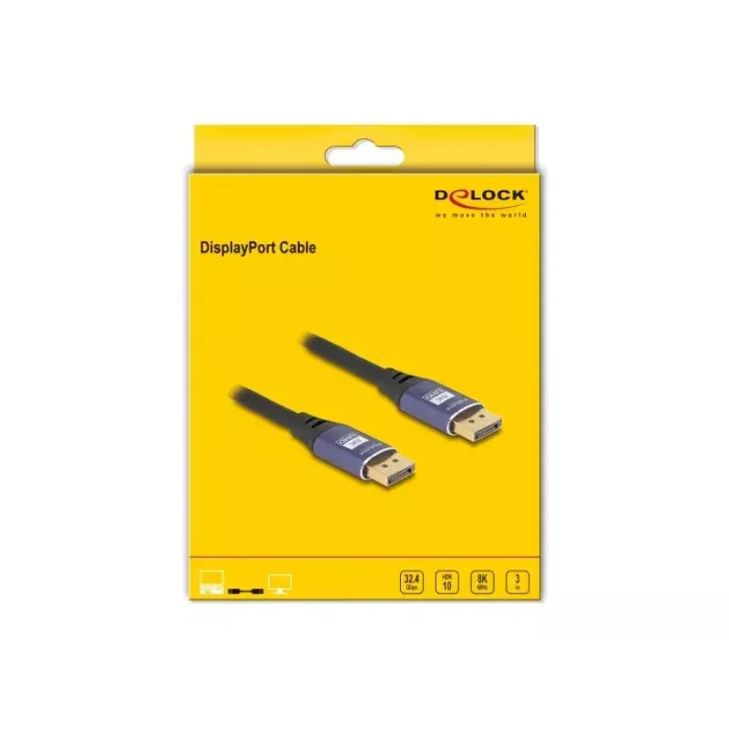 Cabo DisplayPort DeLOCK 8K 60 Hz 3 m roxo metal