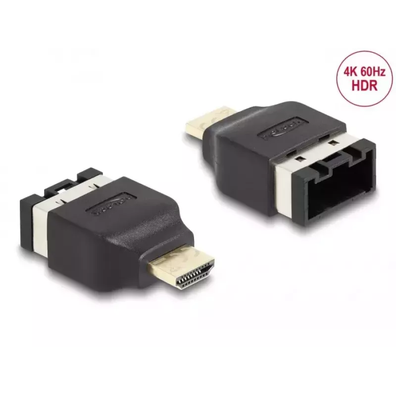 Adaptador HDMI Automotive DeLOCK conector fêmea HDMI-E para ficha HDMI-A 4K 60 Hz
