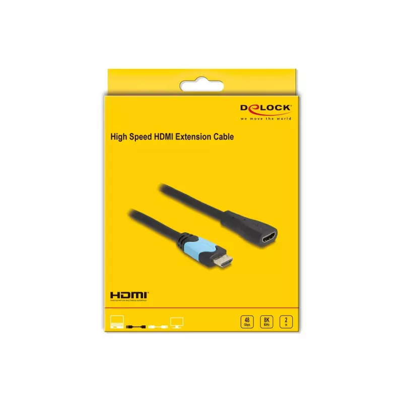 Cabo de extensão HDMI High Speed DeLOCK 48 Gbit/s 8K 60 Hz 2 m