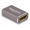 Adaptador HDMI DeLOCK conector fêmea para conector fêmea 8K 60 Hz cinzento metal