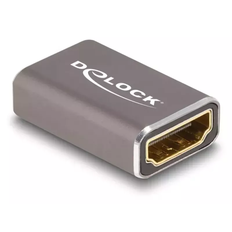 Adaptador HDMI DeLOCK conector fêmea para conector fêmea 8K 60 Hz cinzento metal
