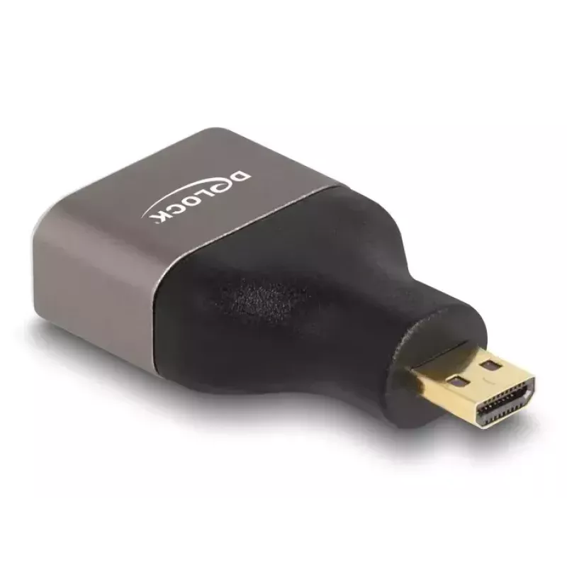 Adaptador HDMI DeLOCK ficha Micro-D para conector fêmea A 8K 60 Hz cinzento metal