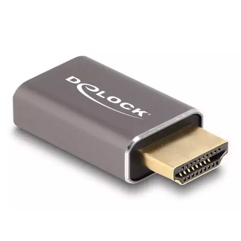 Adaptador HDMI DeLOCK ficha para conector fêmea 8K 60 Hz cinzento metal