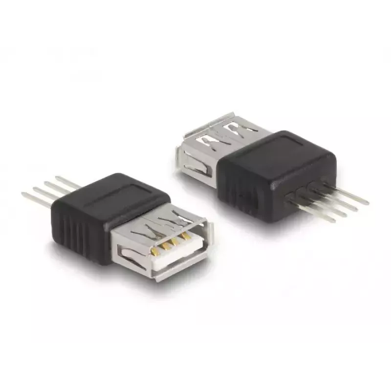 Adaptador DeLOCK USB 2.0 conector fêmea Type-A para 4 pinos preto prateado 5V
