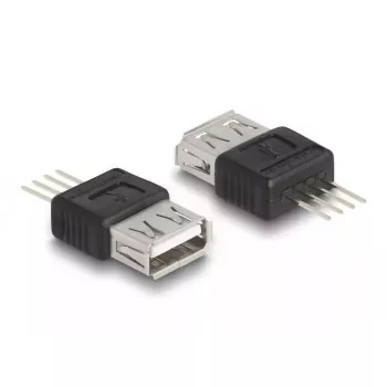 Adaptador DeLOCK USB 2.0 conector fêmea Type-A para 4 pinos preto prateado 5V