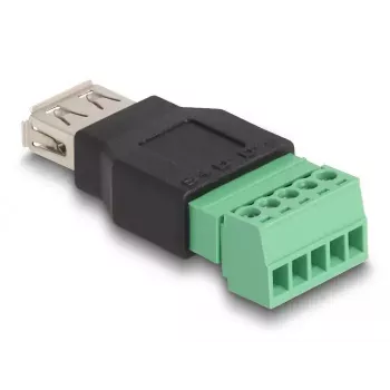 Adaptador DeLOCK USB 2.0 conector fêmea Type-A para barra de terminais 2 peças preto verde