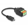 Cabo DELOCK USB 2.0 Type Micro-B macho para adaptador de bloco de terminais 15 cm