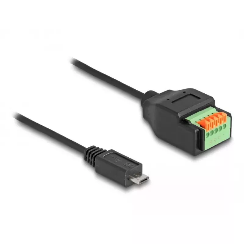 Cabo DELOCK USB 2.0 Type Micro-B macho para adaptador de bloco de terminais 15 cm