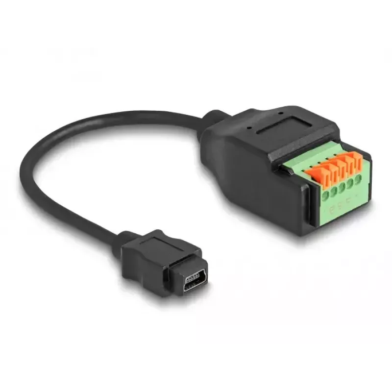 Cabo DeLOCK USB 2.0 Mini-B fêmea para adaptador de bloco de terminais 15 cm
