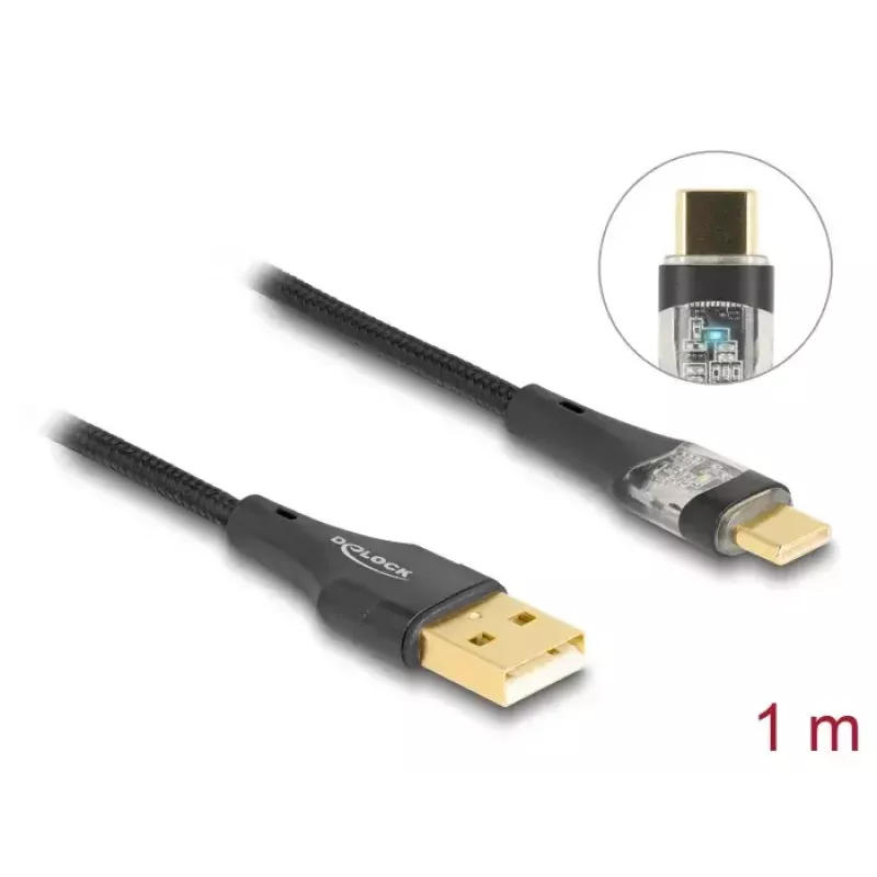 Cabo USB 2.0 DeLOCK 80760 Type-A macho para Type-C macho 60 W 1 m