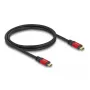Cabo USB DeLOCK 80050 Type-C macho para macho PD 3.1 240W 1m vermelho metal
