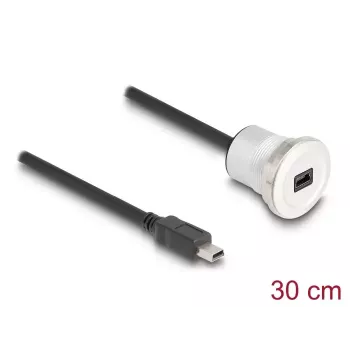 Cabo USB DeLOCK 88186 0,3 m Mini-USB B preto prateado