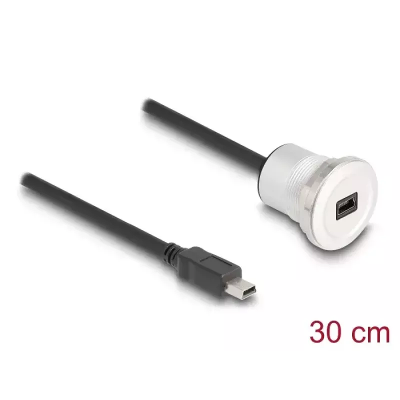 Cabo USB DeLOCK 88186 0,3 m Mini-USB B preto prateado