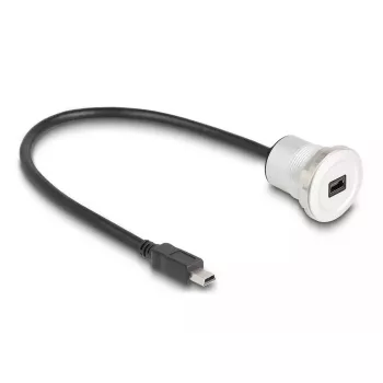 Cabo USB DeLOCK 88186 0,3 m Mini-USB B preto prateado