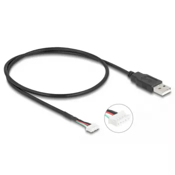 Cabo USB DeLOCK USB 2.0 0,6 m USB A bloco de terminais 5 pinos preto
