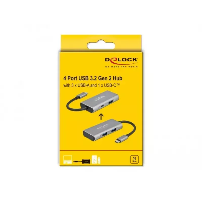 Hub USB DeLOCK Externo USB 10 Gbps USB Type-C Hub 63261