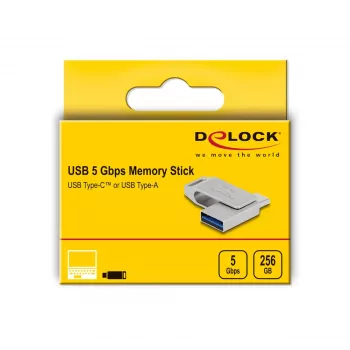 Pen USB DeLOCK 256GB USB-C Type-A caixa de metal