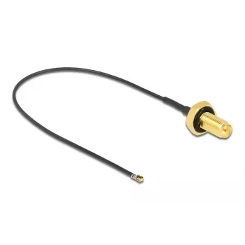 Cabo coaxial DeLOCK 12657 0,2 m RP-SMA MHF 4L LK preto