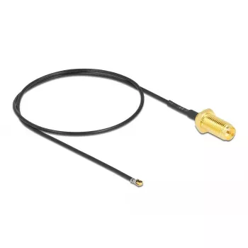 Cabo coaxial DeLOCK 12658 0,35 m RP-SMA MHF 4L LK preto