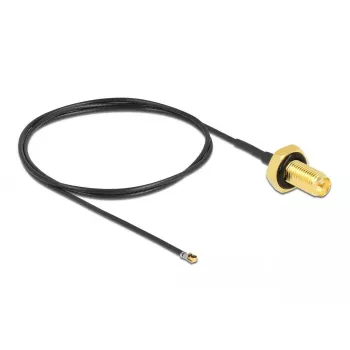 Cabo coaxial DeLOCK 12661 0,5 m RP-SMA MHF 4L LK preto