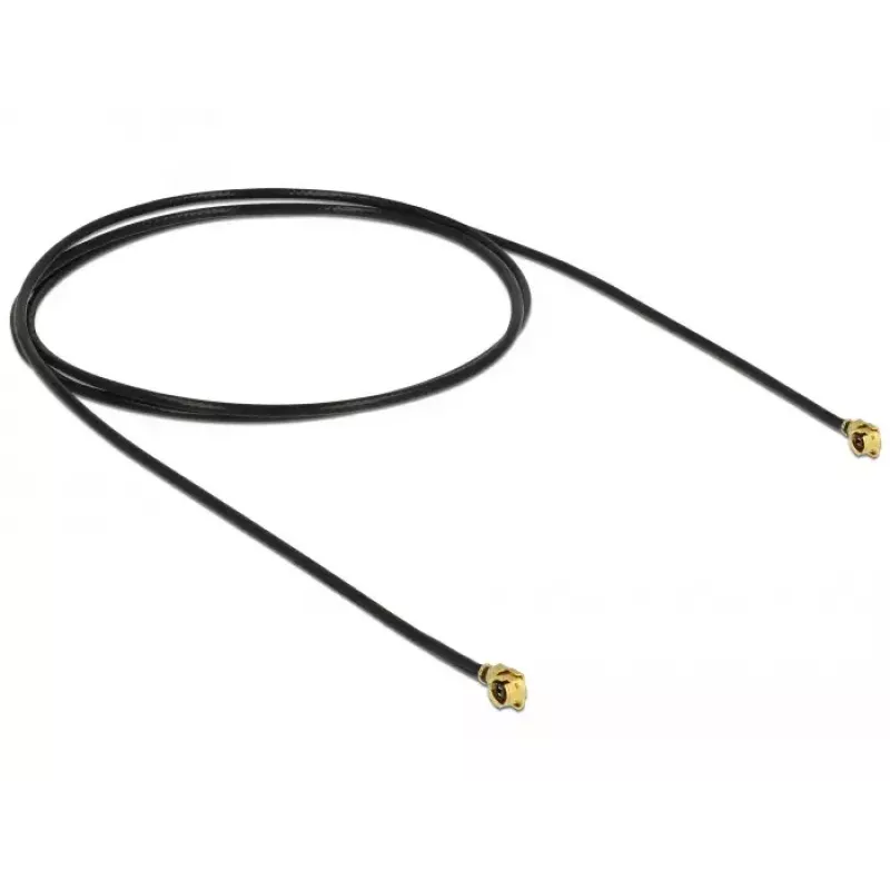 Cabo coaxial DeLOCK 89611 0,5 m MHF (I-PEX) preto dourado