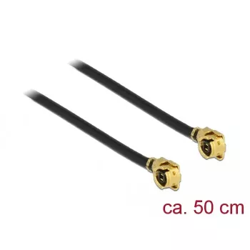 Cabo coaxial DeLOCK 89611 0,5 m MHF (I-PEX) preto dourado