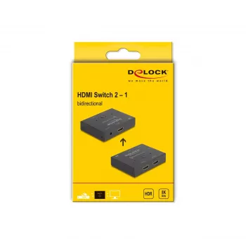 DeLOCK Comutador HDMI 2-1 bidirecional 8K 60 Hz metal preto