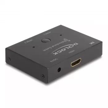 DeLOCK Comutador HDMI 2-1 bidirecional 8K 60 Hz metal preto